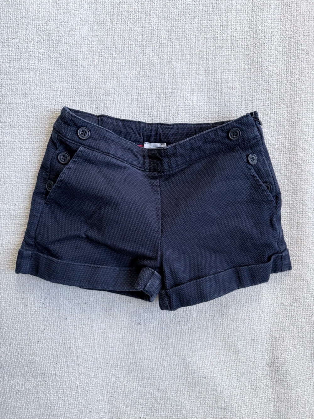 Jacadi Navy Textured Button-Trim Shorts